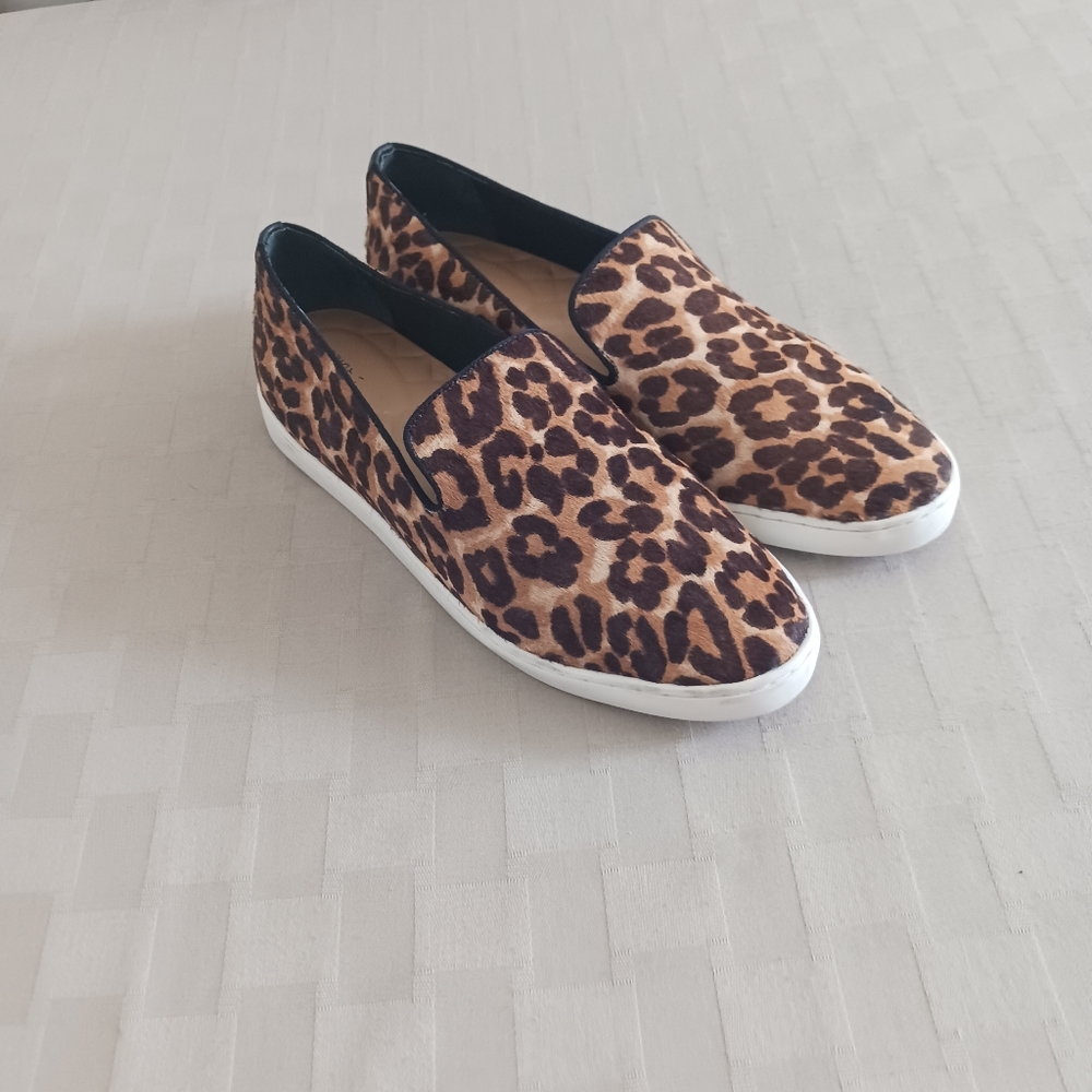 Birdies The Swift Leopard Print Calf Hair Slip On Sneakers - Picture 3 of 14